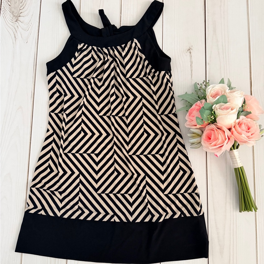 Vintage Black and Cream Geometric Tank Dress